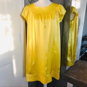 A. Melani Yellow Silk Cap-Sleeve Cocktail Dress